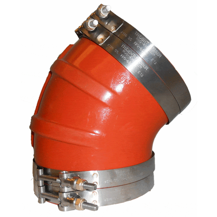 Trident Marine Hose & Propane 240X Series 45 Deg Extra High Temperature Red Silicone Exhaust Hose Elbows