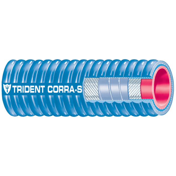 main view of Trident Marine Hose & Propane 252V CORRUGATED Very High Temp Blue Silicone Reinforced Wet Exhaust Hose