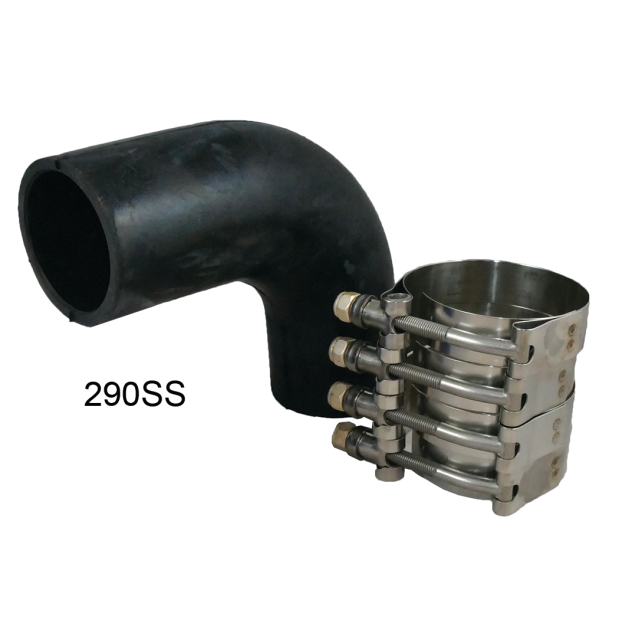 Long Leg Elbow with Clamps of Trident Marine Hose & Propane TRL-90 Ser Long Leg 90 Deg Hi Temp EPDM Exhaust Elbows - w/SS Clamps