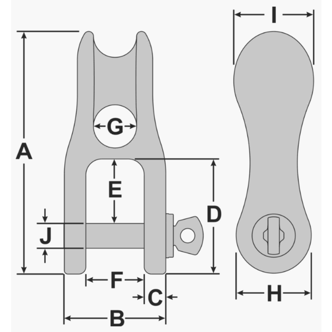 Dimensions of Tylaska 2:1 Halyard Shackle - with Integral Sheave