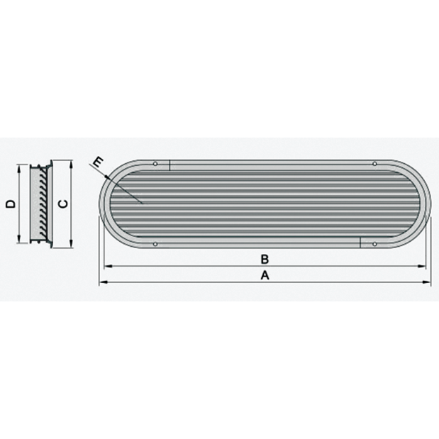 Dimensions of Vetus Type ASV Louvered Engine Room Air Vents - Aluminum Frame and Grill