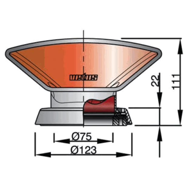 Dimensions of Vetus Donald Stainless Steel Cowl Vent - White Interior