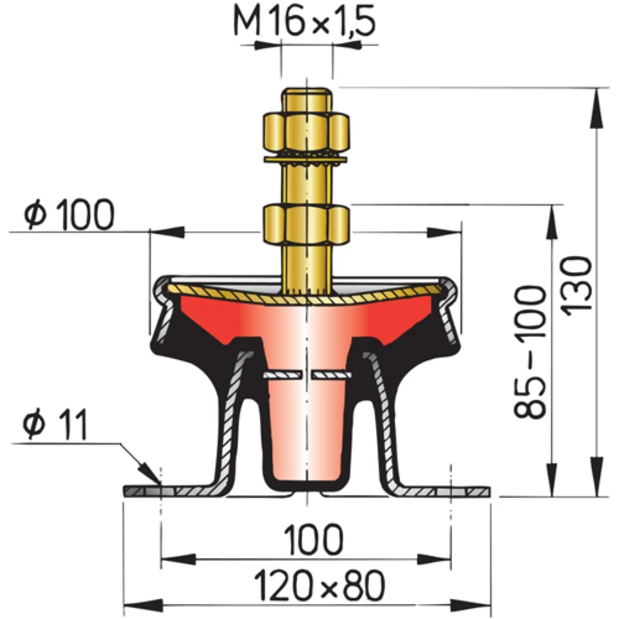 diagram of Vetus Hydraulic Engine Mount