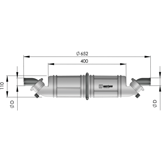 Waterlock Muffler NLPH60 Horizontal 60mm