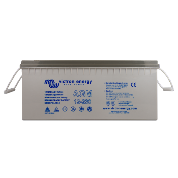 Front of Victron Energy AGM Super Cycle Battery, 230 amp