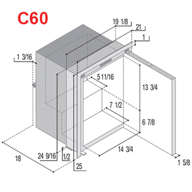 C60 OCX2 Refrigerator/Freezer Stainless - 2.1 cu. ft. 