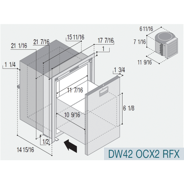 DW42 OCX2 Refrigerator - Stainless Steel - 1.5 cu. ft.