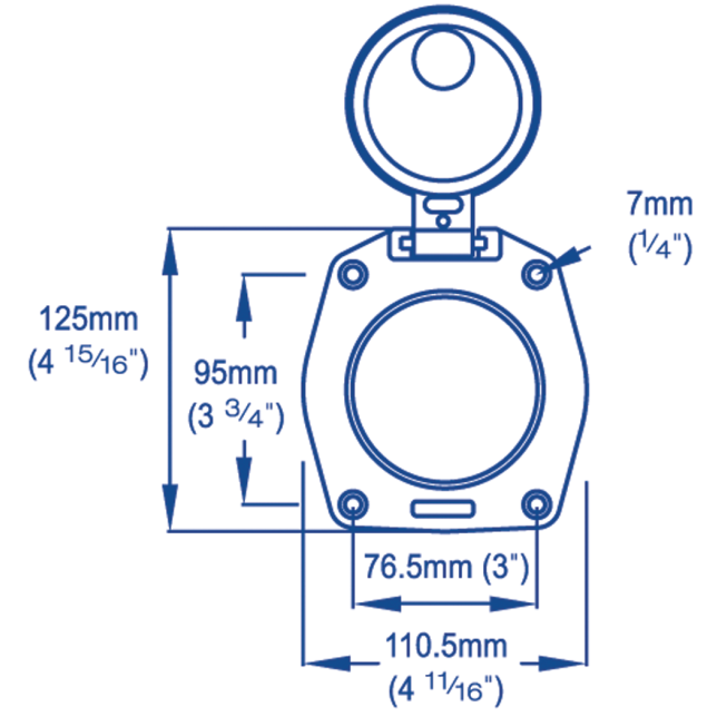 Dimensions of Whale Deck Plate Aluminum w/Lid