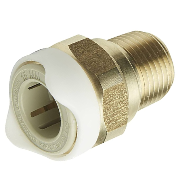 wx1513b of Whale Quick Connect Fittings - Adapter - 15mm Tubing x 1/2" NPT Male (Brass)