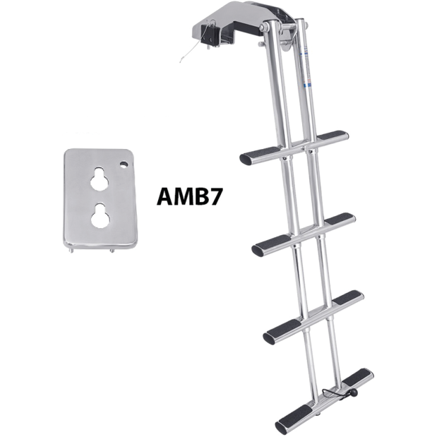 Stainless Steel Telescoping Dive Door Ladder, Floor Mount
