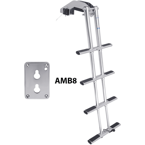 Stainless Steel Telescoping Dive Door Ladder, Floor Mount