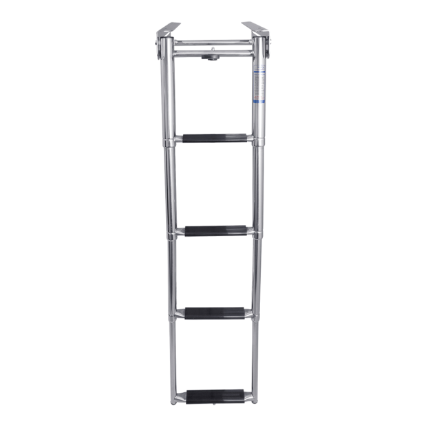 Under Platform Shelved Telescoping Ladder - Stainless Steel
