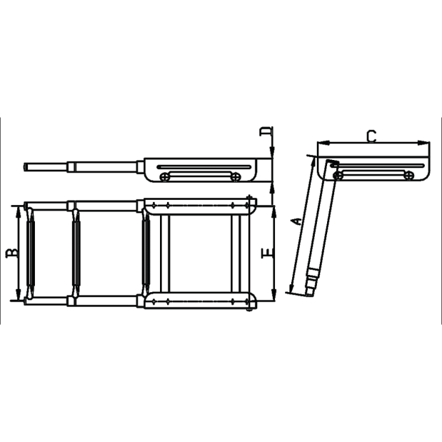 Under Platform Shelved Telescoping Ladder - Stainless Steel