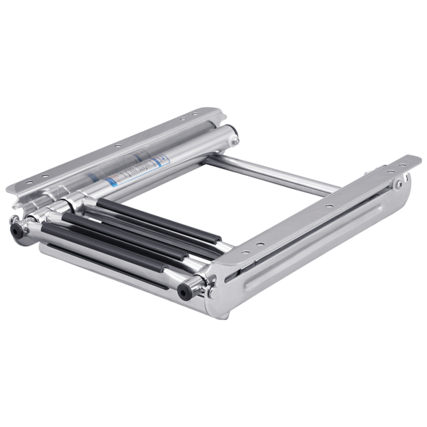 Wide Mount Under Platform 3 Step Ladder, Spring Loaded - Stainless Steel