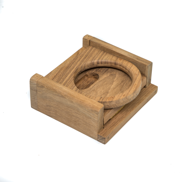 Whitecap Industries Teak Folding Drink Holder - Sized for Plain Cans & Bottles