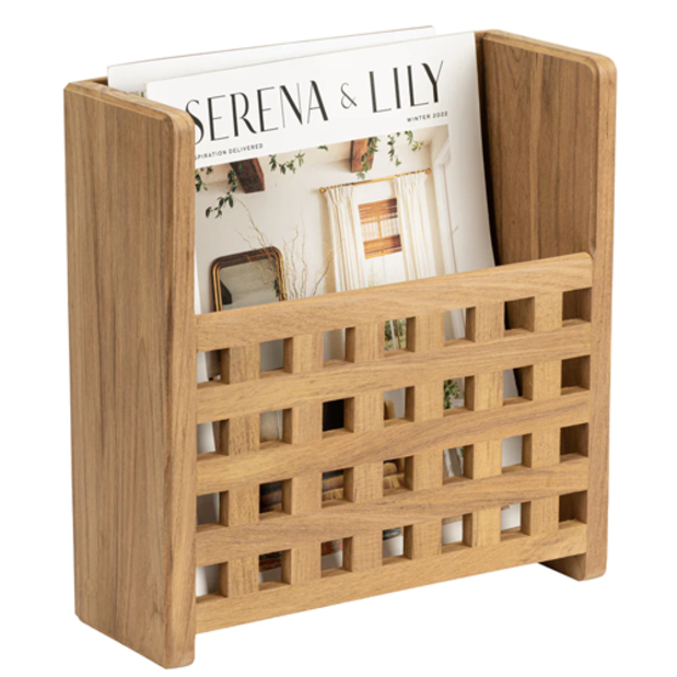 in use of Whitecap Industries Grate Front Teak Magazine Rack