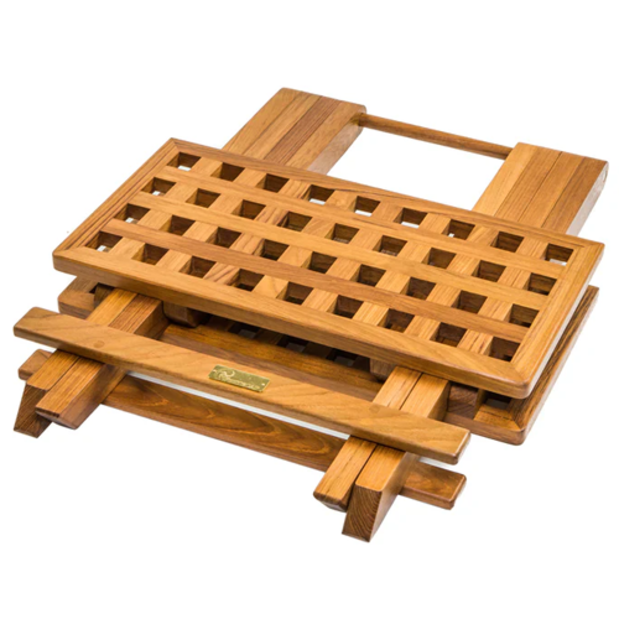 folded of Whitecap Industries Grate Top Fold-Away Teak Table