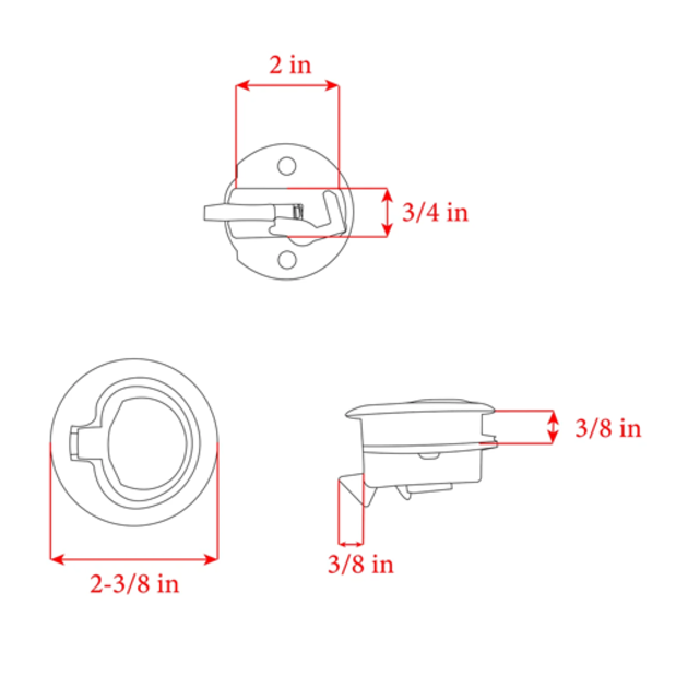 diag of Whitecap Industries Non-Locking Ring Pull Slam Latch