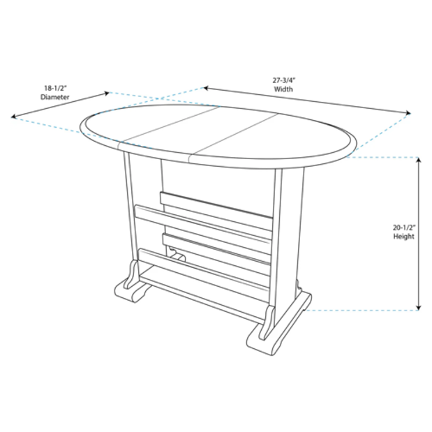 dim of Whitecap Industries Small Drop Teak Leaf Table