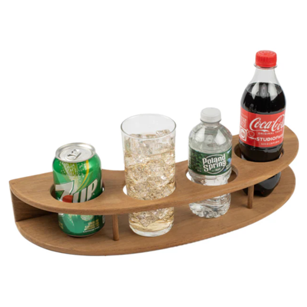 63219 of Whitecap Industries Teak Curved Four Drink Rack