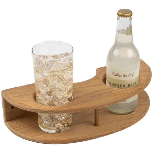 63218 of Whitecap Industries Teak Curved Two Drink Rack