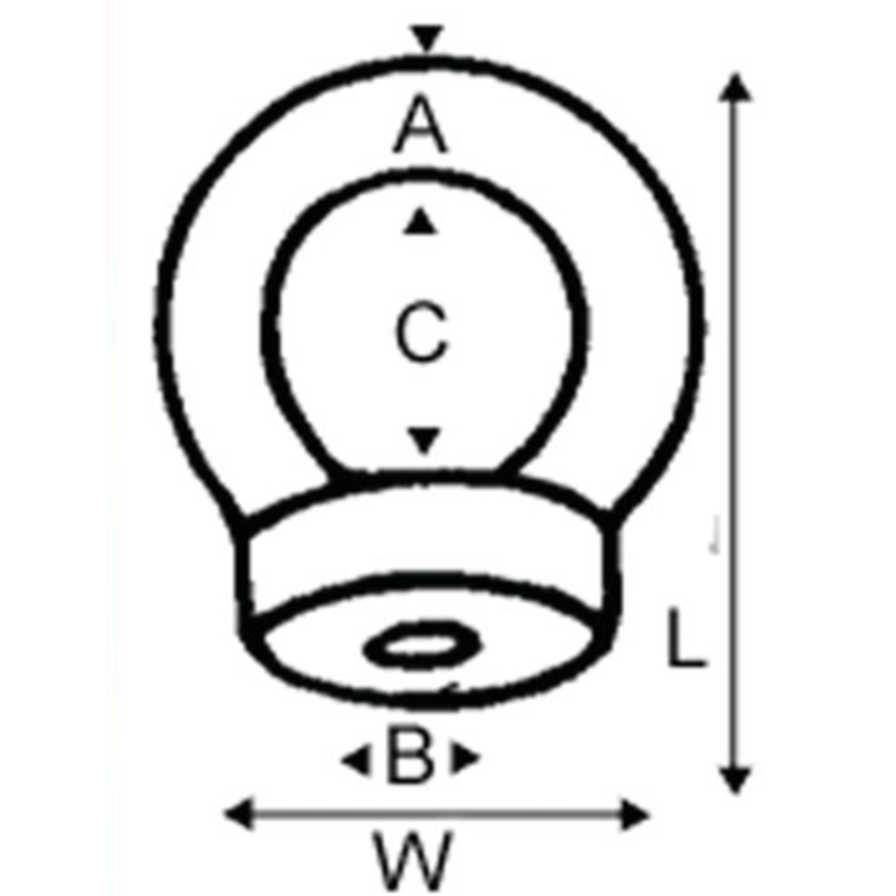 diagram of Wichard Eye Nut - UNC Thread Versions