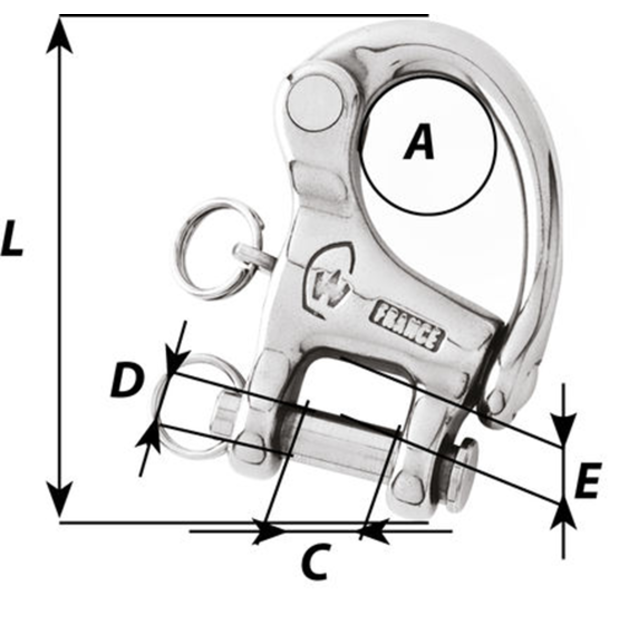 diagram of Wichard HR Snap Shackle with Clevis Pin