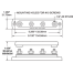 Dimensions of Blue Sea Systems Common 150A BusBar - Four 1/4"-20 Studs