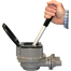 pumping action detail - pull of Bosworth Guzzler 450 Series Thru-Deck Manual Pump - 1-1/8" Hose, Up to 10 GPM