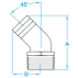 Dimensions of Groco 45 Degree Bronze Pipe to Hose Adapters