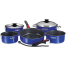 Induction Non-Stick Cobalt Enamel Finish Cookware - 10 Piece Set