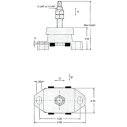 Dimensions of R and D Drivetrain 3/4" Stud Wide Hole Engine Mount - 4" Centers