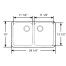 Rectangular Symmetric SS Double Sink - 25" Wide, Mirror Finish, Model 10239