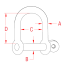 Diagram of Suncor Wide D Shackle w/Screw Pin