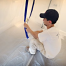 in use of Trimaco E-Z Up Peel + Stick Plastic Sheeting Zipper