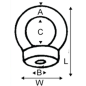 diagram of Wichard Eye Nut - UNC Thread Versions