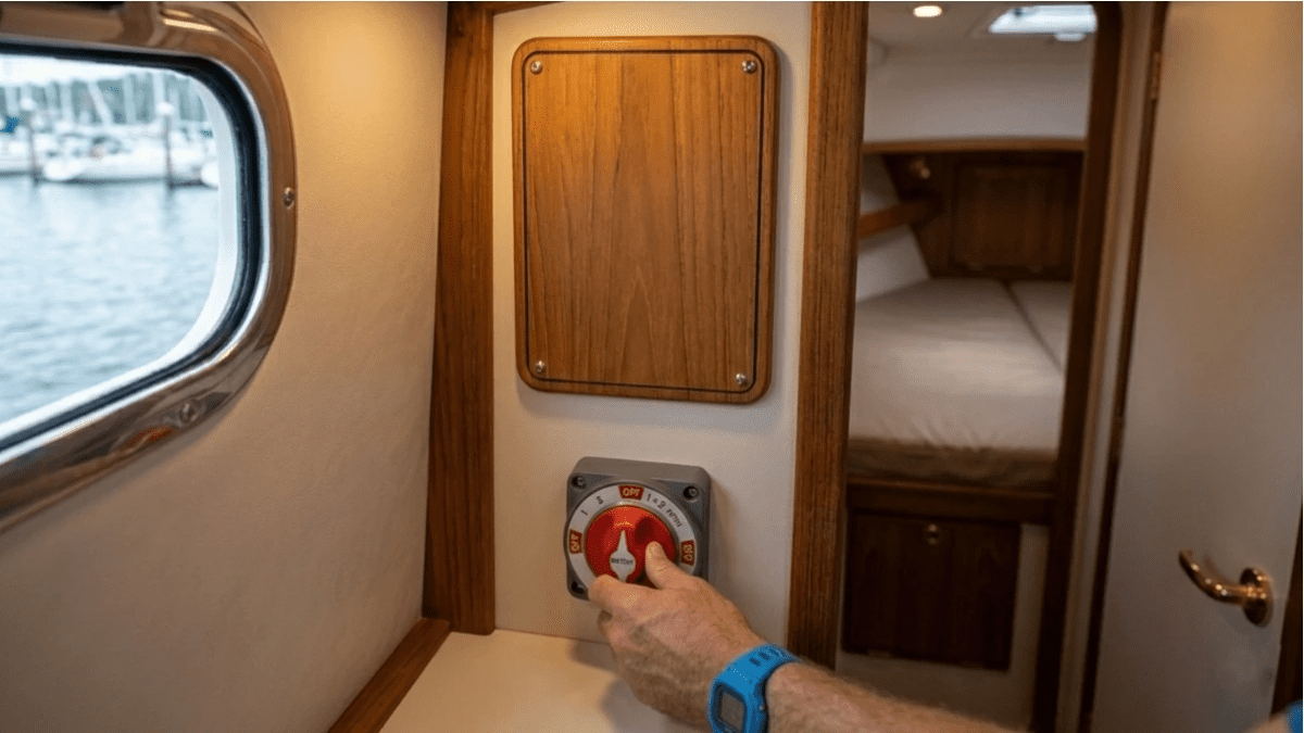 Banner showing a marine battery selector switch for boat power management.