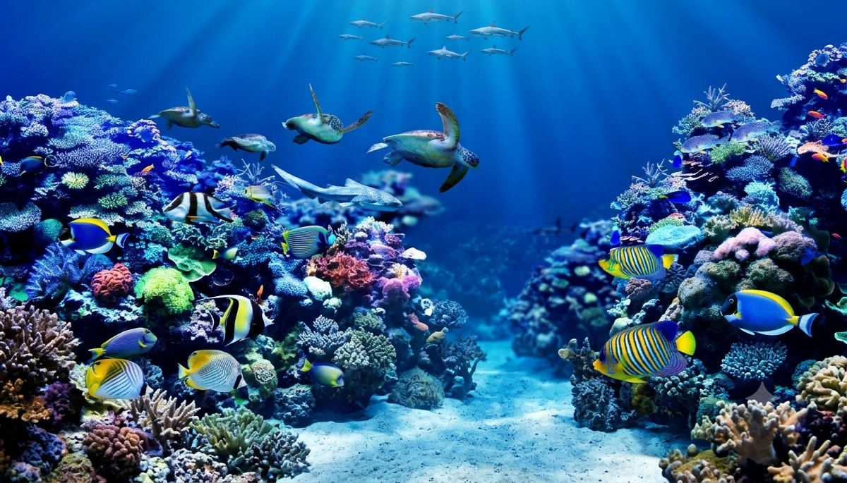 Sunlight filtering through clear blue ocean water, representing the clean marine environment protected by eco-friendly bottom paint.