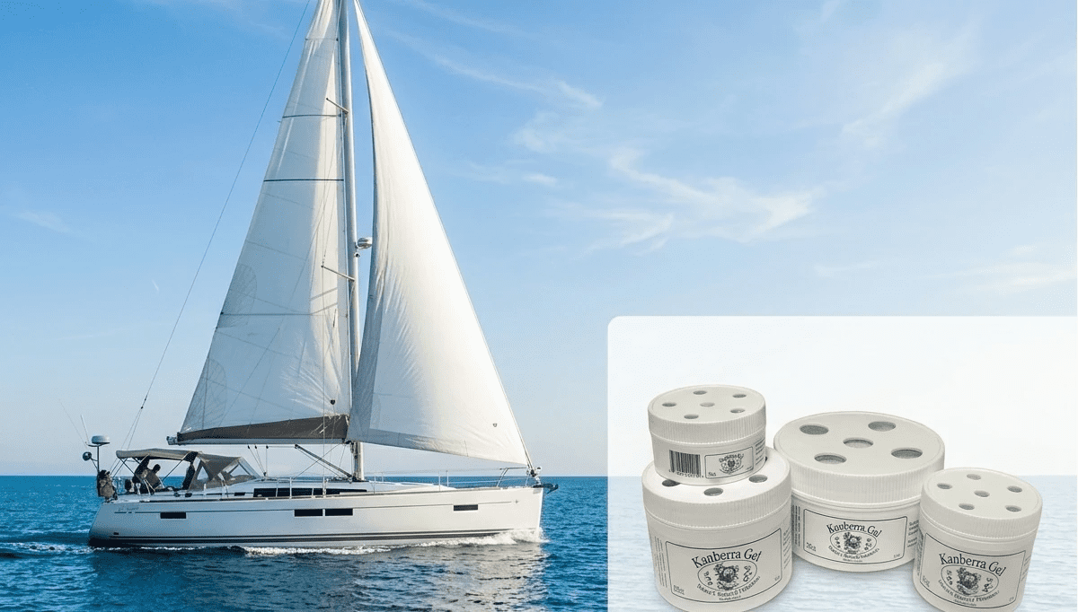 Kanberra Gel natural tea tree oil air purifier jars in a boat cabin improve living comfort onboard