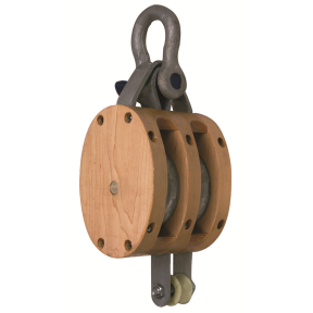 127 mm Wood Shell Double Block - Becket, Shackle