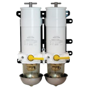 1000VMA Double Marine Turbine Fuel Filter - Clear Bowls w/ Heat Shields
