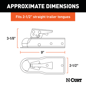 1-7/8" Straight-Tongue Coupler with Posi-Lock (2-1/2" Channel, 2,000 lbs, Zinc)