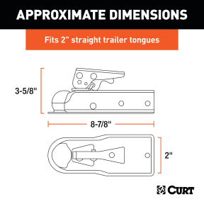 1-7/8" Straight-Tongue Coupler with Posi-Lock (2" Channel, 2,000 lbs, Zinc)