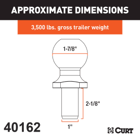 1-7/8" Trailer Ball (1" x 2-1/8" Shank, 3,500 lbs., Chrome)