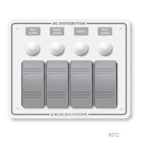 DC Water Resistant White Circuit Breaker Panels, Horizontal - 4 Switches