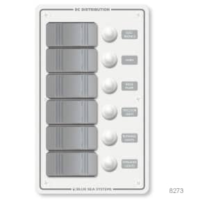 DC Water Resistant White Circuit Breaker Panels, Horizontal - 4 Switches