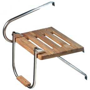 Teak Outboard Platform with Ladder and Mounting Hardware