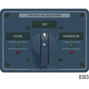 No. 9011 120V AC 2-Source Selector Rotary Switch & Panels - 65A, 9011 Rotary Switch in Aluminum Panel, 120V AC