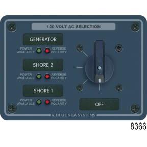 No. 9009 120V AC 2-Source Selector Rotary Switch & Panels - 30A, 9009 Rotary Switch in Modular 360 Panel, 120V AC