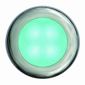SlimLine LED Round Lamp - Cyan, Stainless Trim